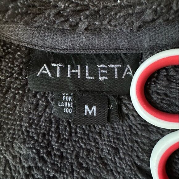 Athleta RARE Sherpa Longline Full Zip Hoodie Jacket Size Medium Black - Picture 8 of 15